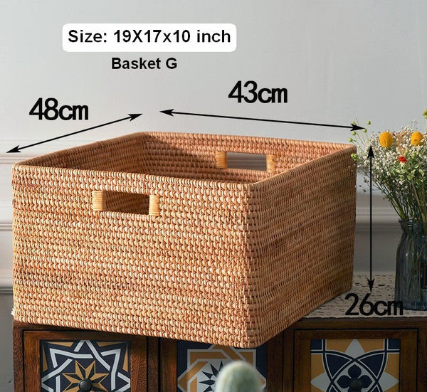 Rattan Storage Baskets, Storage Basket for Shelves, Rectangular Storage Basket for Toys, Storage Baskets for Kitchen, Storage Baskets for Bedroom-Art Painting Canvas