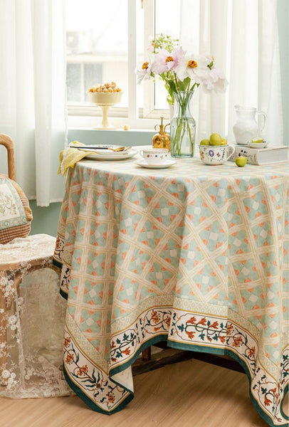 Rectangle Tablecloth for Dining Room Table, British Mid Century Fiberflax Tablecloth, Square Tablecloth for Coffee Table, Farmhouse Table Cloth, Wedding Tablecloth, Waterproof Tablecloth-Art Painting Canvas