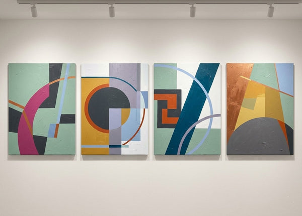Large Modern Paintings for Living Room, Multi Panel Canvas Paintings, Geometric Contemporary Art, Original Abstract Artwork-Art Painting Canvas