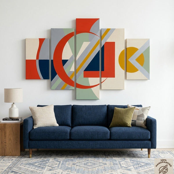 Colorful Abstract Paintings, Geometric Modern Art, Hand Painted Acrylic Art, Contemporary Canvas Paintings-Art Painting Canvas