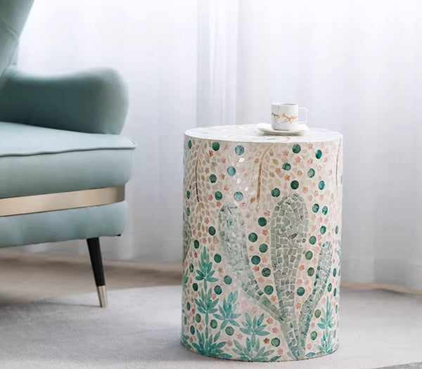 Contemporary Small Sofa Side Table, Portable Casual Side Table, Creative Coffee Table, Shell Small Side Table, Unique Small End Table-Art Painting Canvas