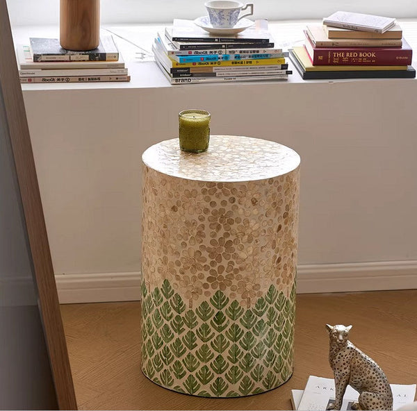 Small End Table, Portable Casual Side Table, Shell Small Sofa Side Table, Modern Side Table, Contemporary Bedside Table, Bedside Small Side Table, Creative Coffee Table, Contemporary Side Table-Art Painting Canvas