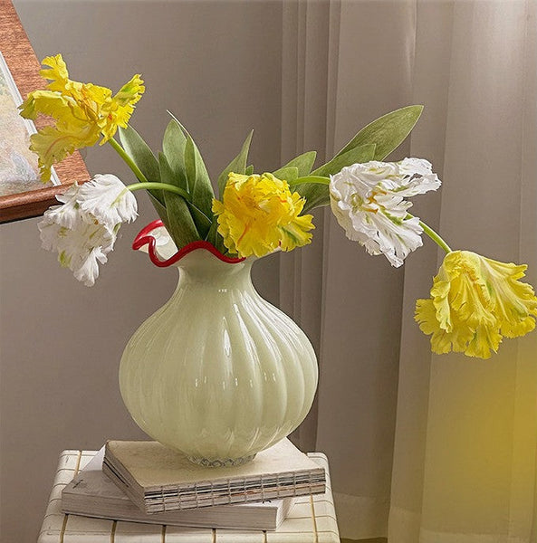 French Vintage Glass Flower Vases, Glass Bud Vases, Flower Vases on Table, Handmade Water Holding Flower Vases-Art Painting Canvas