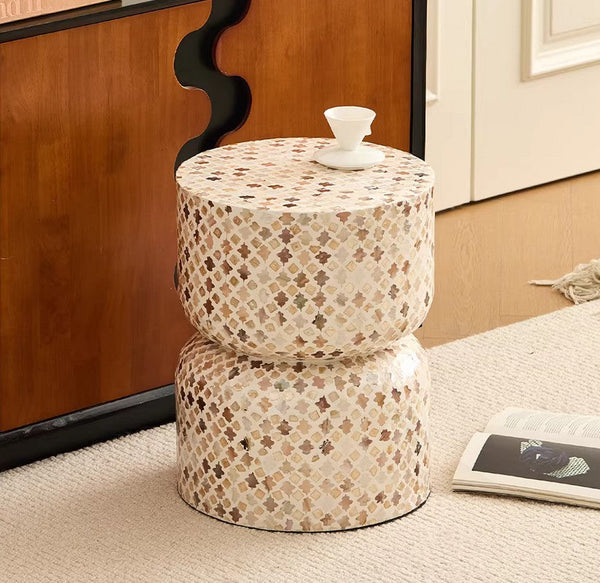Elegant Small End Table, Modern Side Table, Contemporary Bedside Table, Bedside Small Side Table, Creative Coffee Table, Contemporary Side Table, Portable Casual Side Table, Shell Small Sofa Side Table-Art Painting Canvas