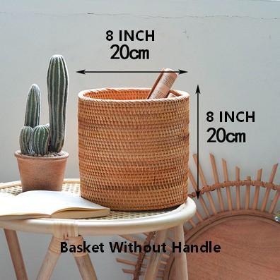 Small Rattan Storage Basket, Round Storage Basket, Woven Storage Basket, Kitchen Storage Baskets-Art Painting Canvas