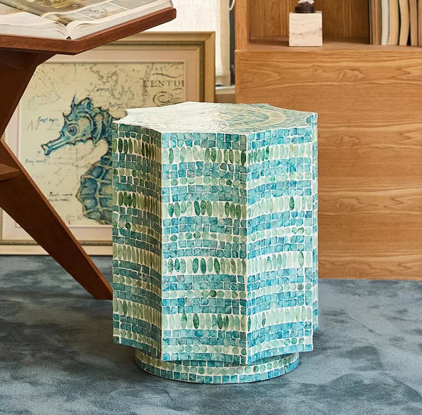 Contemporary Side Table, Contemporary Bedside Table, Bedside Small Side Table, Shell Small Sofa Side Table, Modern Side Table, Small End Table, Portable Casual Side Table, Creative Coffee Table-Art Painting Canvas