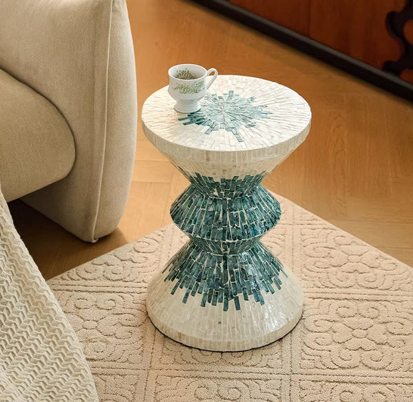 Bedside Small Side Table, Modern Side Table, Shell Small Sofa Side Table, Contemporary Bedside Table, Small End Table, Portable Casual Side Table, Creative Coffee Table, Contemporary Side Table-Art Painting Canvas