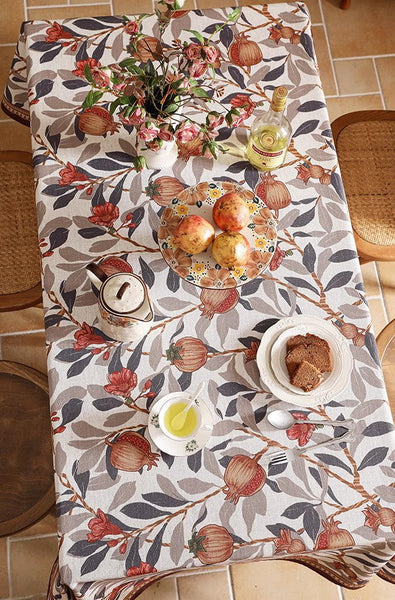Hawthorn Tablecloth for Round Table, Modern Kitchen Table Cover, Linen Table Cover for Dining Room Table, Simple Modern Rectangle Tablecloth Ideas for Oval Table-Art Painting Canvas