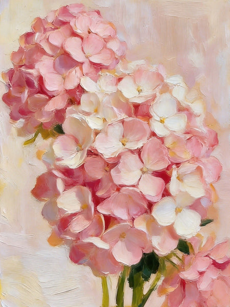 Blooming Pink Hydrangea, Original Flower Paintings, Hand Painted Canvas Art, Original Oil Paintings, Small Canvas Wall Art Paintings-Art Painting Canvas