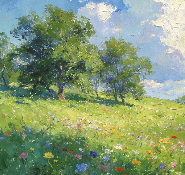 Hand Painted Canvas Art, Little Cottage on a Verdant Hillside, Original Wall Paintings, Small Landscape Paintings, Original Artwork Small Paintings, On Canvas Small Wall Paintings-Art Painting Canvas