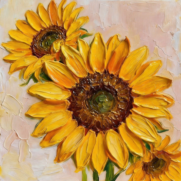 Hand Painted Canvas Art, Small Canvas Artwork, Sunflowers Still Life Painting, Original Acrylic Flower Paintings, Impasto Artwork-Art Painting Canvas