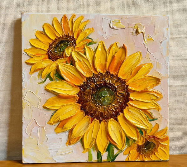 Hand Painted Canvas Art, Small Canvas Artwork, Sunflowers Still Life Painting, Original Acrylic Flower Paintings, Impasto Artwork
