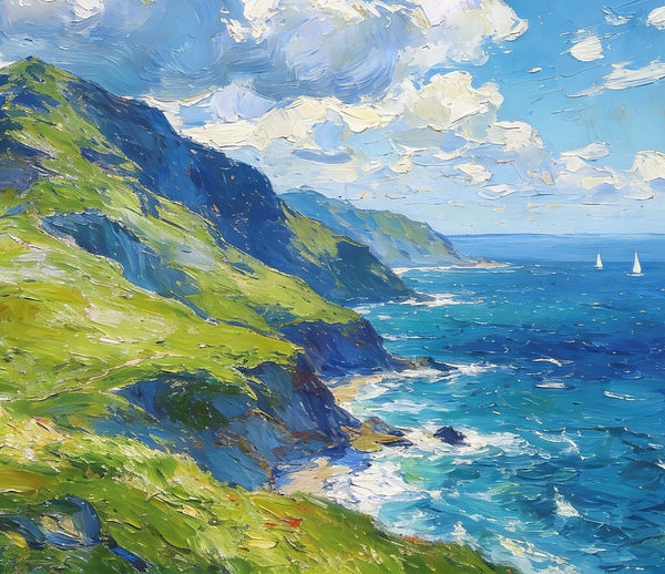 Small Canvas Art, An Azure Sky over the Bay, Original Wall Paintings, Original Artwork Small Paintings, Small Landscape Paintings, On Canvas Small Paintings-Art Painting Canvas