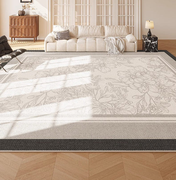 Abstract Area Rugs for Living Room, Flower Pattern Modern Carpets, Geometric Contemporary Modern Rugs Next to Bed