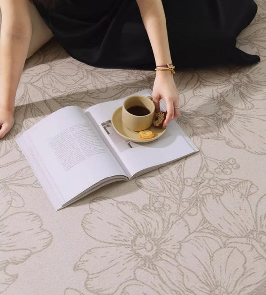 Abstract Area Rugs for Living Room, Flower Pattern Modern Carpets, Geometric Contemporary Modern Rugs Next to Bed