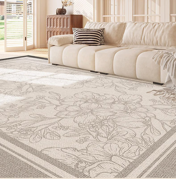 Abstract Area Rugs for Living Room, Flower Pattern Modern Carpets, Geometric Contemporary Modern Rugs Next to Bed