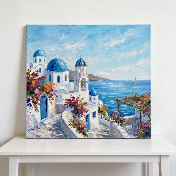 The Scenery of the Aegean Sea, Small Art on Canvas, Hand Painted Canvas Art, Original Acrylic Paintings, Impasto Artwork, Heavy Texture Painting, Original Lanscape Art-Art Painting Canvas