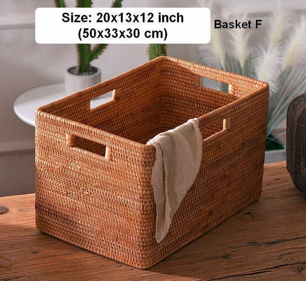 Extra Large Rectangular Storage Basket, Large Storage Baskets for Clothes, Woven Rattan Storage Basket for Shelves, Storage Baskets for Kitchen-Art Painting Canvas