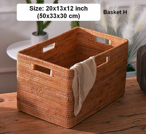 Rectangular Storage Basket, Woven Storage Baskets, Rattan Storage Basket for Clothes, Storage Baskets for Bathroom, Kitchen Storage Basket-Art Painting Canvas