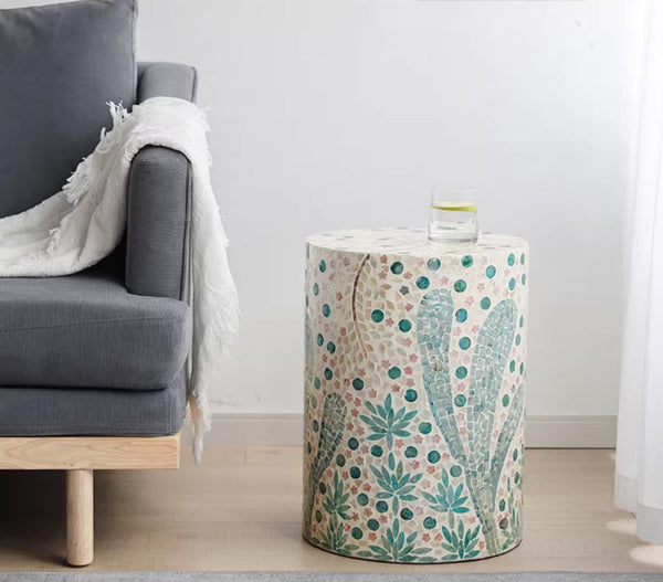 Contemporary Small Sofa Side Table, Portable Casual Side Table, Creative Coffee Table, Shell Small Side Table, Unique Small End Table-Art Painting Canvas