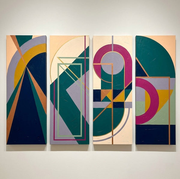 Large Modern Contemporary Paintings, Hand Painted Canvas Art, Multi Panel Wall Art Paintings, Geometric Abstract Artwork-Art Painting Canvas