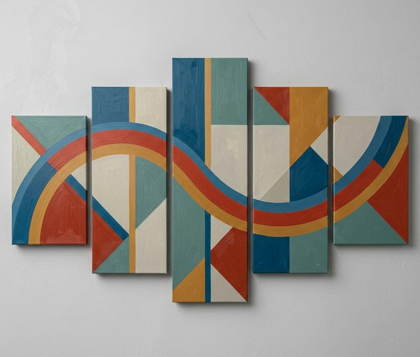Bedroom Contemporary Canvas Paintings, Colorful Abstract Paintings, Geometric Modern Art, Hand Painted Acrylic Art-Art Painting Canvas