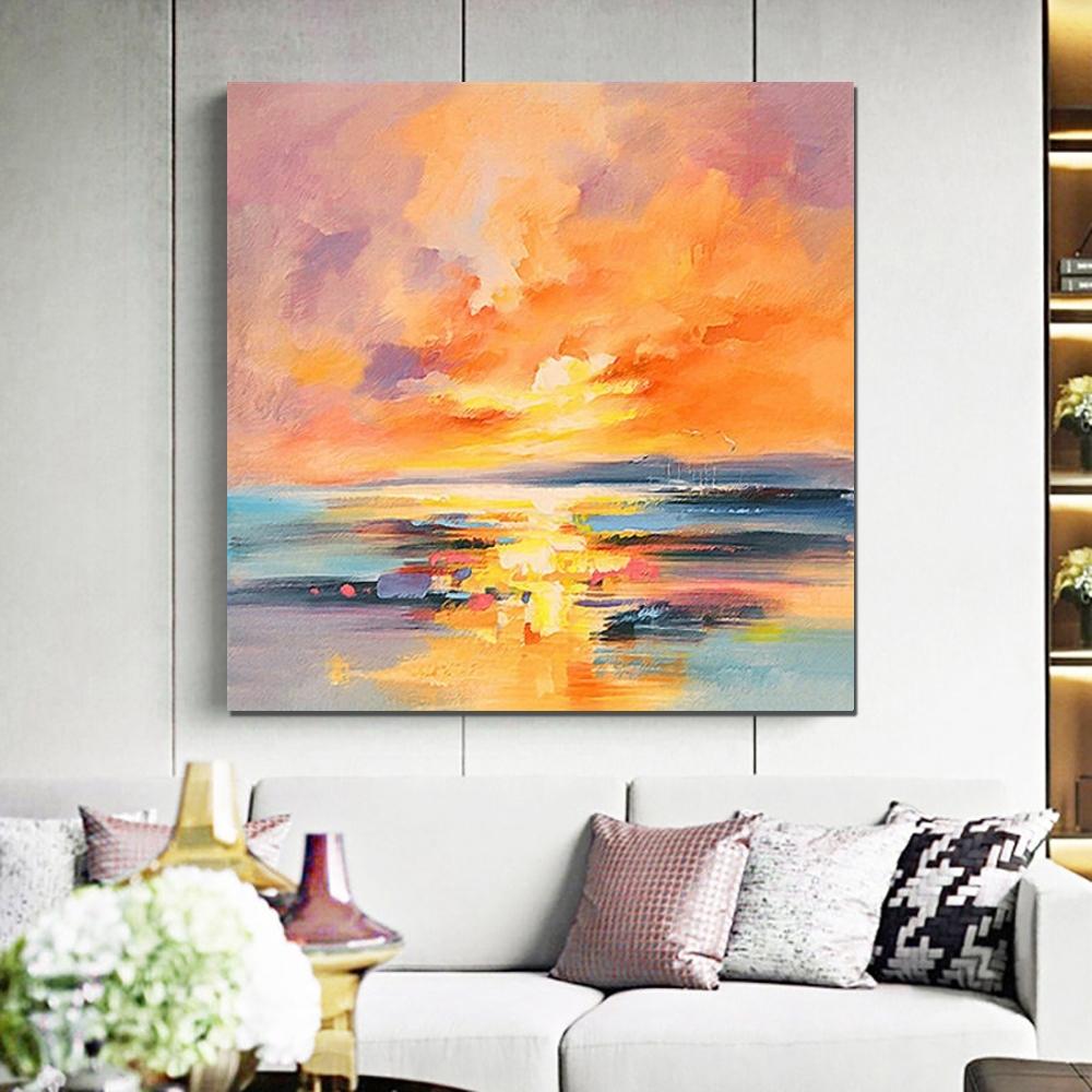 Sunrise Painting, Large Landscape Painting for Living Room, Abstract Landscape Painting, Hand Painted Art, Bedroom Wall Art Ideas, Modern Paintings for Dining Room-Art Painting Canvas