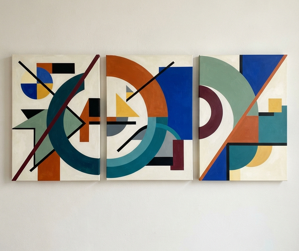 Abstract Acrylic Painting, Large Paintings for Living Room, Multi Panel Canvas Artwork, Geometric Modern Wall Art-Art Painting Canvas