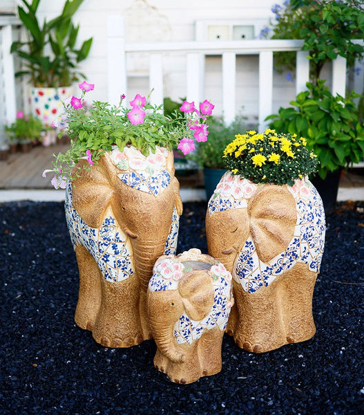 Oversized Garden Flower Pot, Modern Outdoor Garden Flower Pots, Extra  Art  Painting Canvas