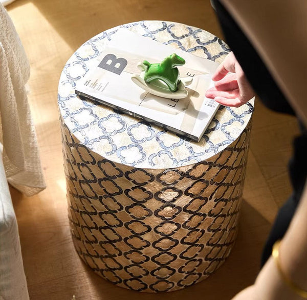 Modern Side Table, Small End Table, Portable Casual Side Table, Shell Small Sofa Side Table, Contemporary Bedside Table, Bedside Small Side Table, Creative Coffee Table, Contemporary Side Table-Art Painting Canvas