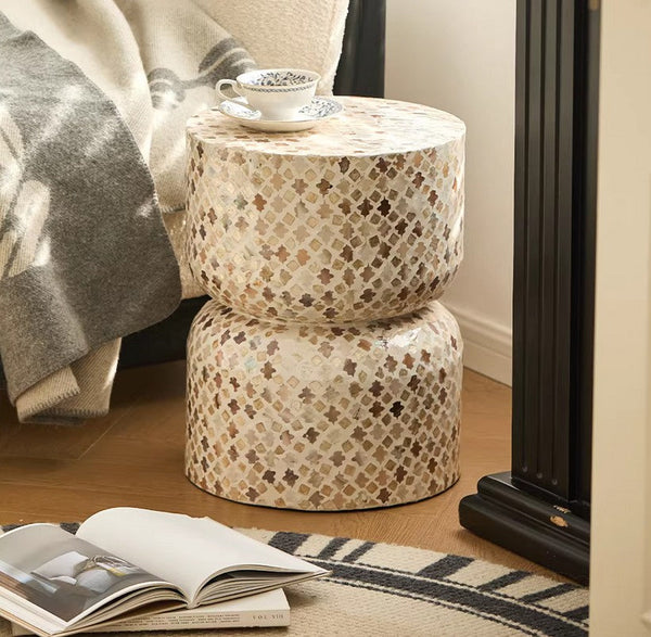 Modern Side Table, Contemporary Bedside Table, Bedside Small Side Table, Elegant Small End Table, Creative Coffee Table, Contemporary Side Table, Portable Casual Side Table, Shell Small Sofa Side Table-Art Painting Canvas