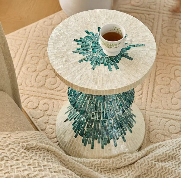Modern Side Table, Shell Small Sofa Side Table, Contemporary Bedside Table, Bedside Small Side Table, Small End Table, Portable Casual Side Table, Creative Coffee Table, Contemporary Side Table-Art Painting Canvas