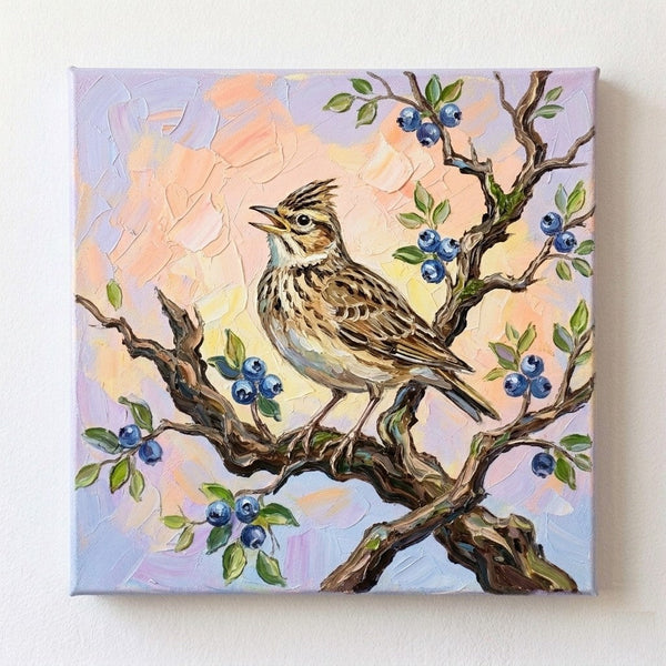 Hand Painted Canvas Art, Abstract Lark Bird Painting, Original Acrylic Paintings, Small Art on Canvas, Impasto Artwork, Heavy Texture Painting, Ready to Hang-Art Painting Canvas