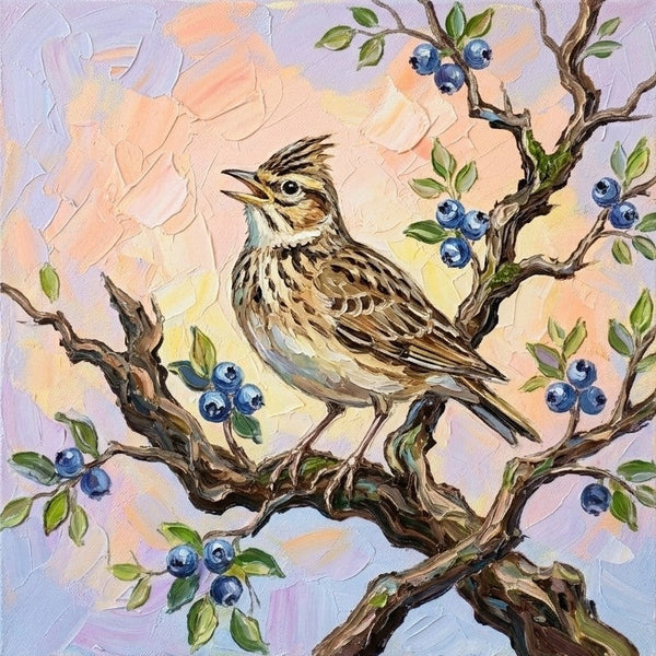 Hand Painted Canvas Art, Abstract Lark Bird Painting, Original Acrylic Paintings, Small Art on Canvas, Impasto Artwork, Heavy Texture Painting, Ready to Hang-Art Painting Canvas