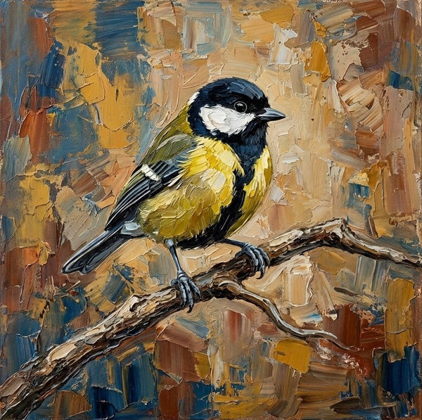 Chickadee Bird Painting, Heavy Texture Painting, Ready to Hang Painting, Impasto Artwork, Original Acrylic Paintings, Hand Painted Canvas Art, Small Art on Canvas
