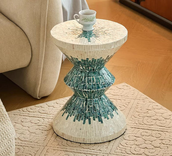 Bedside Small Side Table, Modern Side Table, Shell Small Sofa Side Table, Contemporary Bedside Table, Small End Table, Portable Casual Side Table, Creative Coffee Table, Contemporary Side Table-Art Painting Canvas