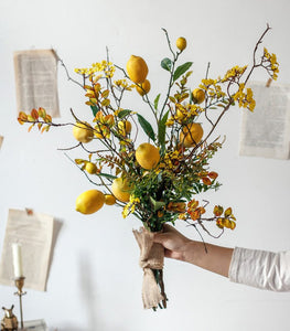 Lemon Branch, Fragrans stems, Fern leaf, Creative Flower Arrangement Ideas for Home Decoration, Unique Artificial Flowers, Simple Artificial Floral for Dining Room Table-Art Painting Canvas