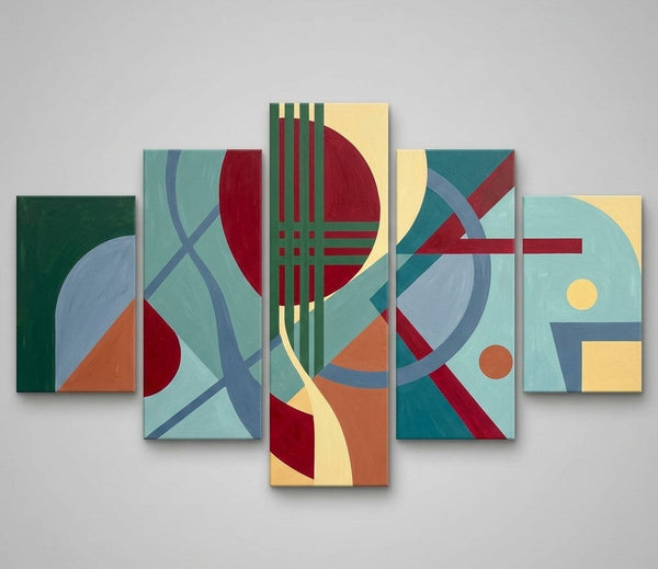 Geometric Modern Art, Hand Painted Acrylic Art, Contemporary Canvas Paintings, Colorful Abstract Paintings-Art Painting Canvas