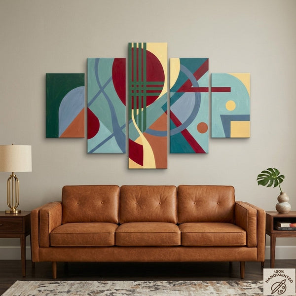 Geometric Modern Art, Hand Painted Acrylic Art, Contemporary Canvas Paintings, Colorful Abstract Paintings-Art Painting Canvas