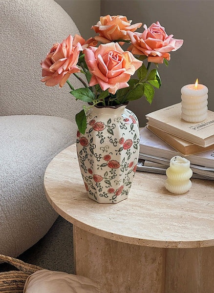 Rustic Porcelain Flower Vases, Handmade Water Holding Flower Vases, Ceramic Bouquet Vases, Tall Flower Vases on Table-Art Painting Canvas