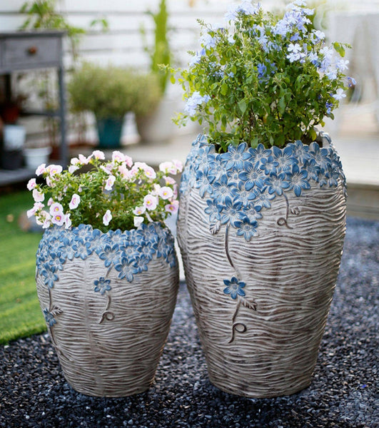 Extra Large Garden Flower Planters, Oversized Garden Flower Pot, Garden Ornaments, Large Resin Gardern Flower Planter, Modern Outdoor Garden Flower Pots-Art Painting Canvas