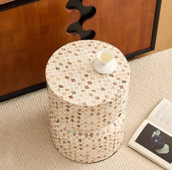 Modern Side Table, Contemporary Bedside Table, Bedside Small Side Table, Elegant Small End Table, Creative Coffee Table, Contemporary Side Table, Portable Casual Side Table, Shell Small Sofa Side Table-Art Painting Canvas