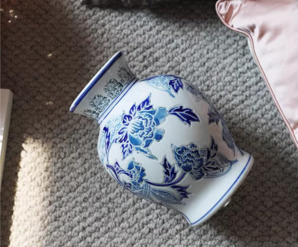 Porcelain Flower Vases, Centerpiece Ceramic Bouquet Vases, Handmade Flower Vase, Vintage Flower Vases on Dining Table-Art Painting Canvas