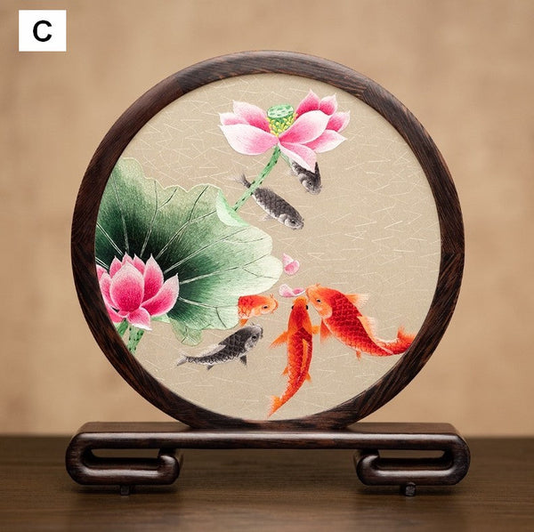 Exclusive Business Present Panda Embroidered Decor, Traditional Chinese Suzhou Embroidery Ornament, Premium Souvenir, Unique Birthday Gift-Art Painting Canvas
