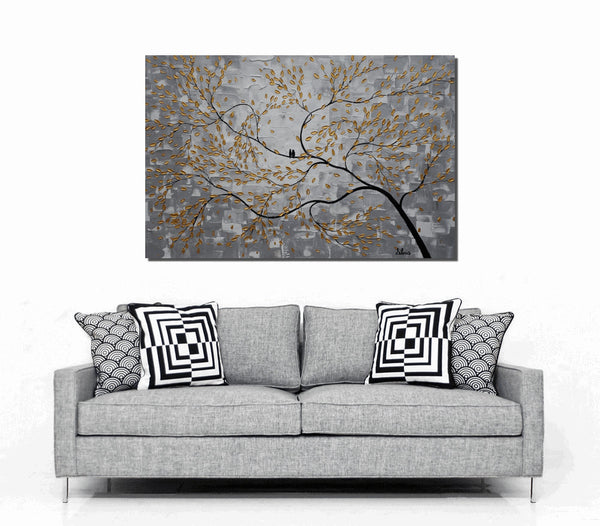 Large Art, Original Painting, Canvas Art, Abstract Painting, Abstract Art, Original Art, Wall Art, Canvas Painting, Love Birds Painting, Wedding Gift-Art Painting Canvas