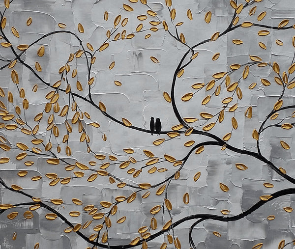 Large Art, Original Painting, Canvas Art, Abstract Painting, Abstract Art, Original Art, Wall Art, Canvas Painting, Love Birds Painting, Wedding Gift-Art Painting Canvas