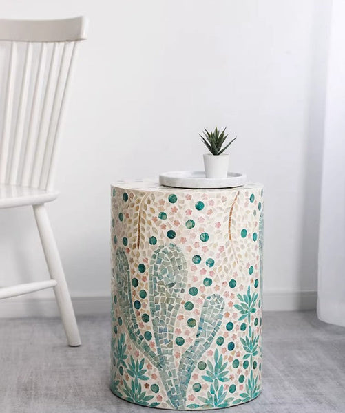 Contemporary Small Sofa Side Table, Portable Casual Side Table, Creative Coffee Table, Shell Small Side Table, Unique Small End Table-Art Painting Canvas