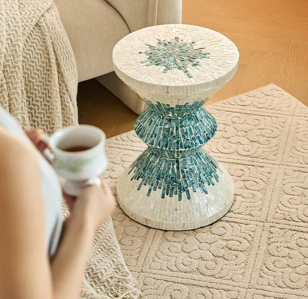 Bedside Small Side Table, Modern Side Table, Shell Small Sofa Side Table, Contemporary Bedside Table, Small End Table, Portable Casual Side Table, Creative Coffee Table, Contemporary Side Table-Art Painting Canvas