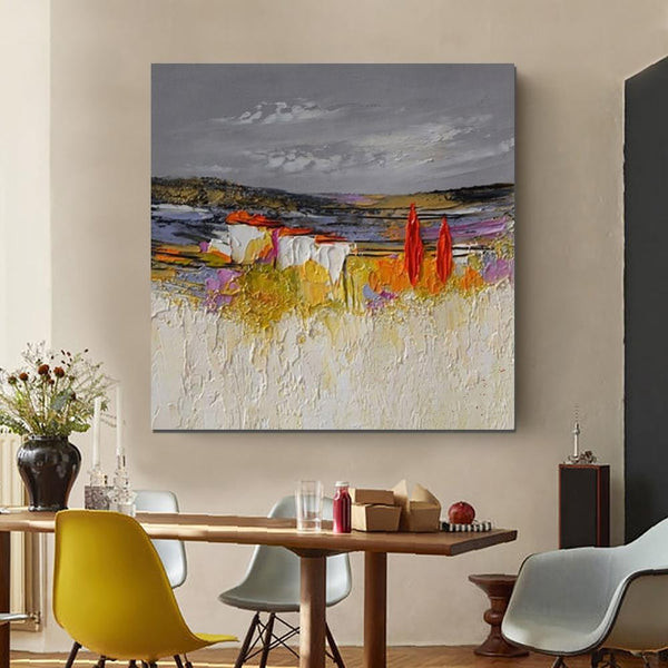 Large Landscape Painting for Bedroom, Abstract Landscape Painting, Heavy Texture Painting, Living Room Wall Art Ideas, Palette Knife Artwork-Art Painting Canvas