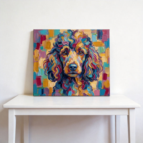 Colorful Abstract Pet Portrait Painting, Poodle Dog Portrait, Hand Painted Canvas Art, Impasto Artwork, Small Art on Canvas, Original Acrylic Paintings, Heavy Texture Painting